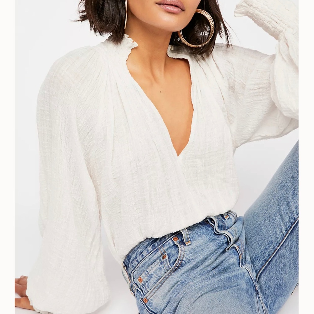 Free people one solid smocked top